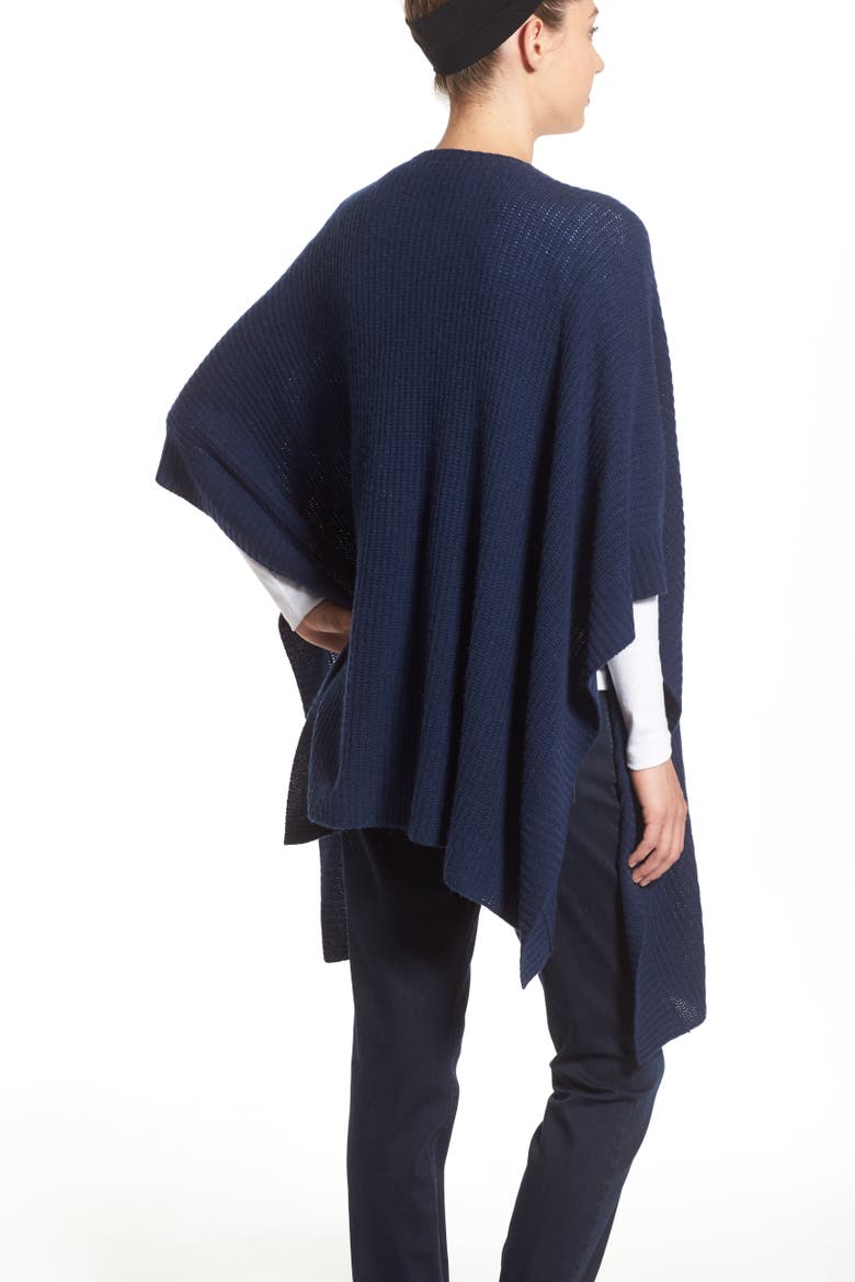 Cashmere Poncho, Alternate, color, NAVY NIGHT