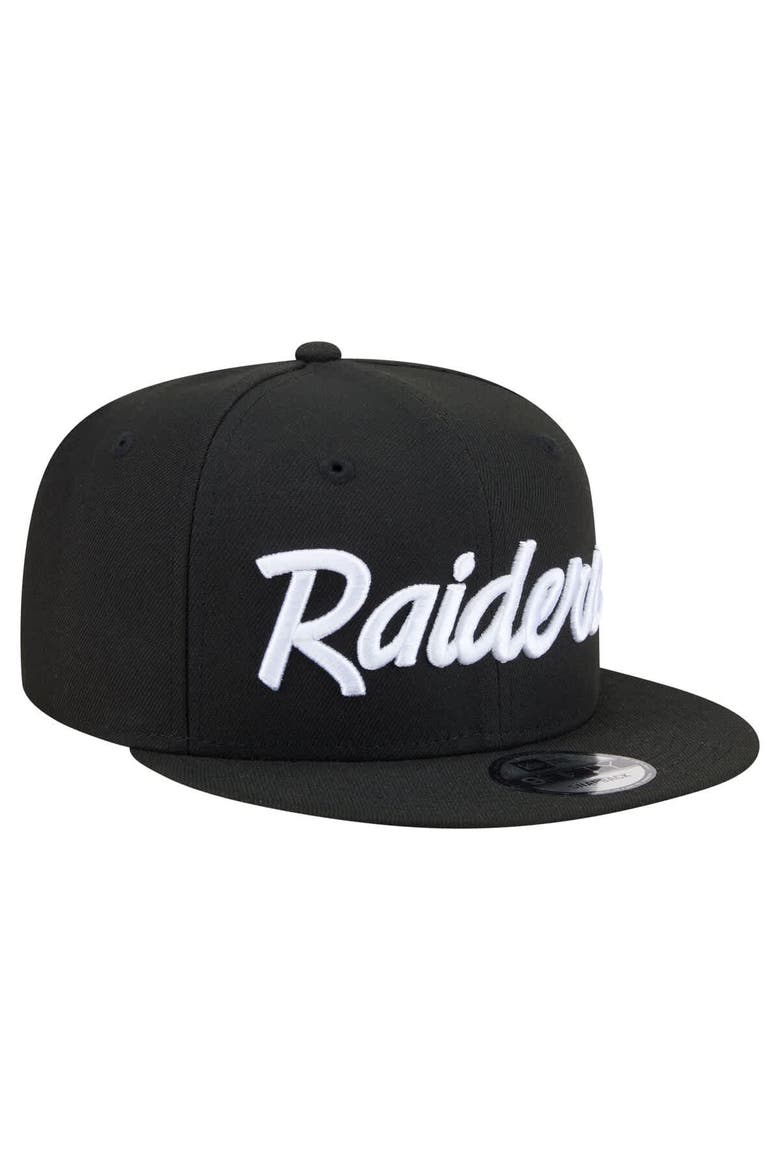 Men's New Era  Black Las Vegas Raiders Core Team Script 9FIFTY Snapback Hat, Alternate, color, Black