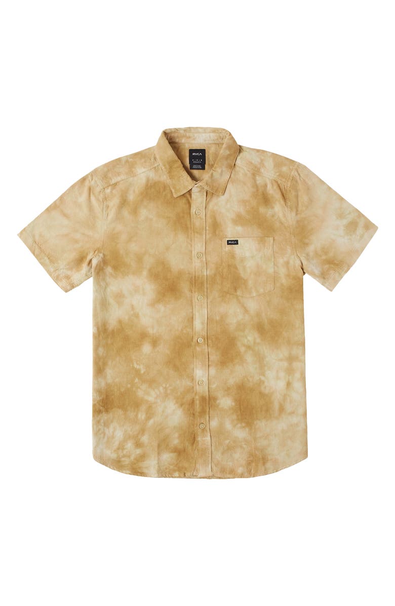 RVCA Bleach Corduroy Short Sleeve Button-Up Shirt, Main, color, 