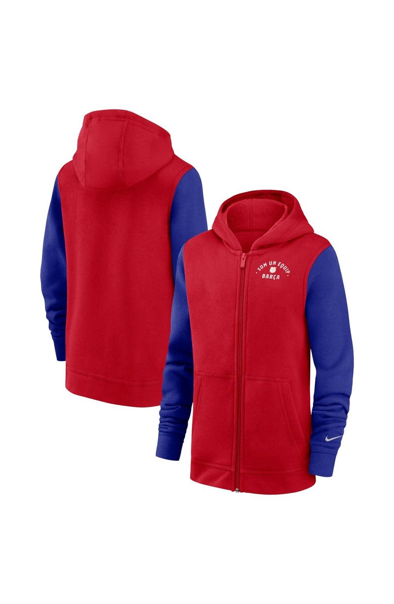 Nike Youth Nike  Red Barcelona Club Full-Zip Hoodie, Main, color, 
