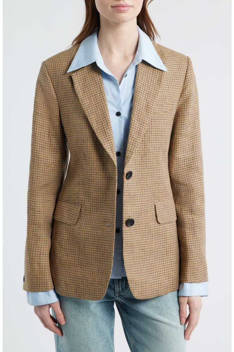 Frank Plaid Linen Blazer with Poplin Bib, Alternate, color, TAN PLAID