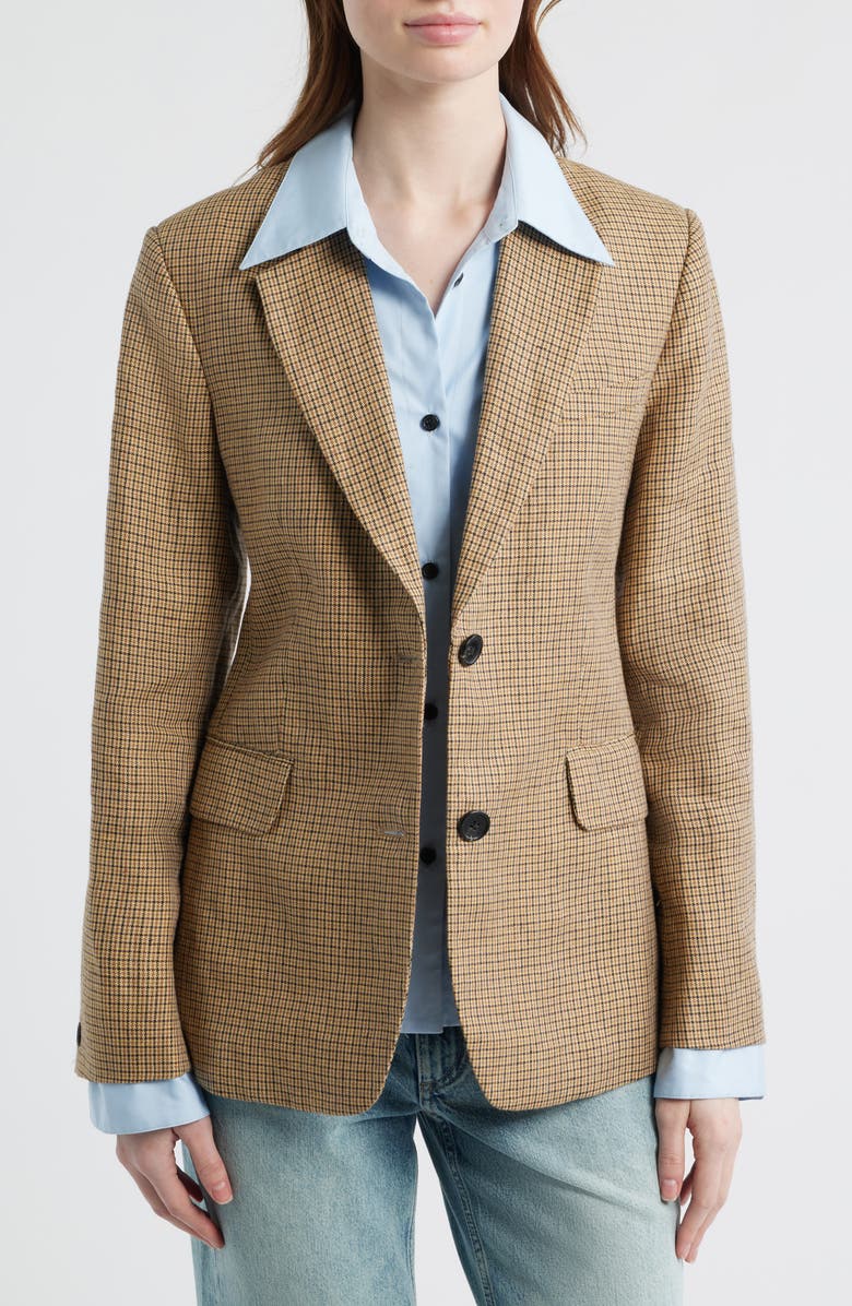 rag & bone Frank Plaid Linen Blazer with Poplin Bib, Alternate, color, Tan Plaid