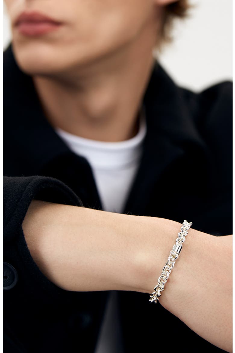 21G Polished Sterling Silver Entrelacs Chain Bracelet, Alternate, color, SILVER