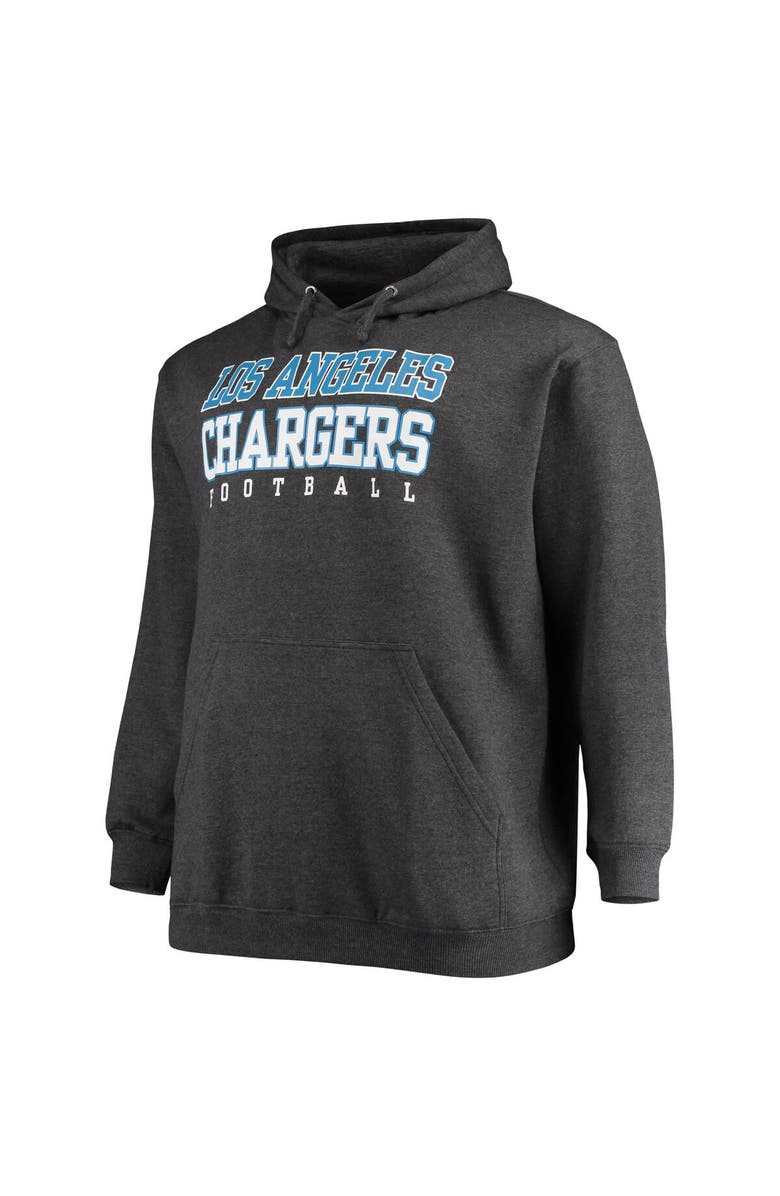 FANATICS Men's Fanatics Branded Heathered Charcoal Los Angeles Chargers Big & Tall Practice Pullover Hoodie, Alternate, color,