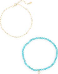 ARGENTO VIVO Set of 2 Chain & Turquoise Beaded Stretch Bracelets