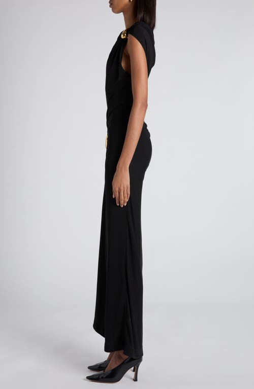 Bottega Veneta Womens Signature Metal-drop Viscose Jersey Maxi Dress Black In Black