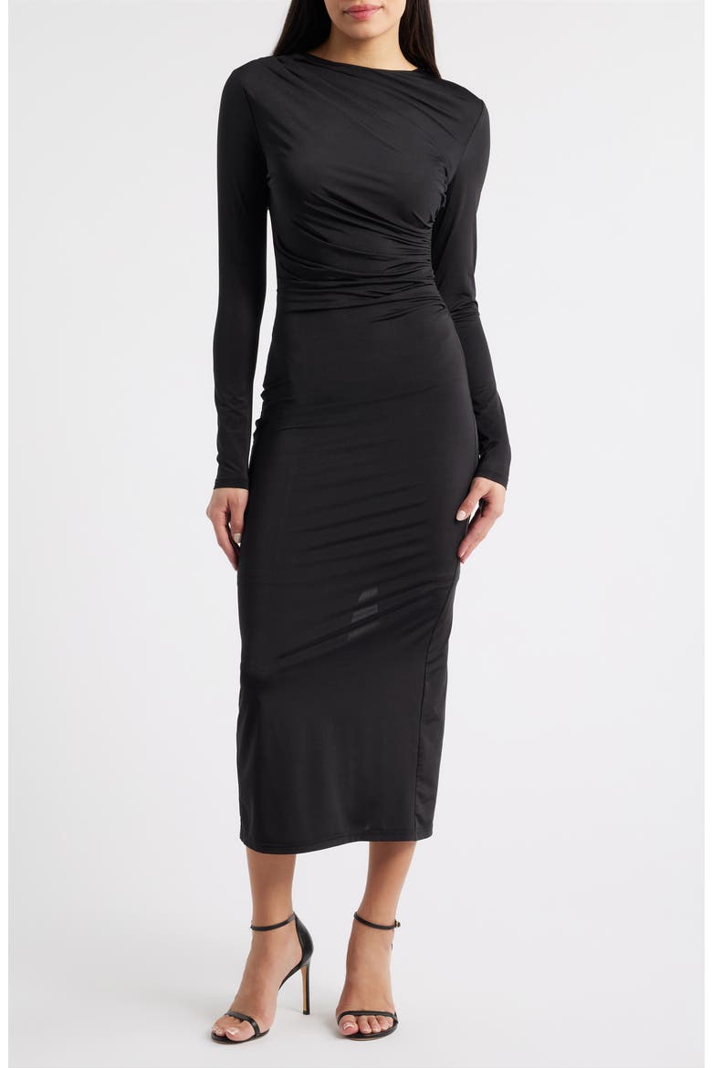 Hilda Long Sleeve Cocktail Dress, Main, color, BLACK