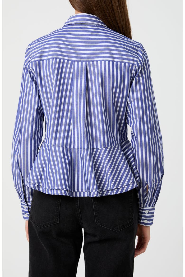 Striped Peplum Cotton Shirt, Alternate, color, NAVY-WHITE