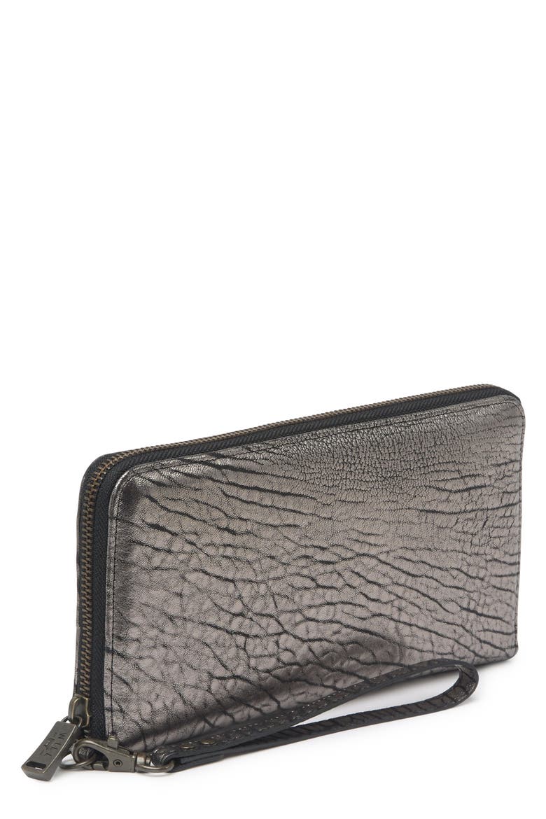 'Imogen' Washed Italian Lambskin Leather Checkbook Clutch, Alternate, color, PEWTER