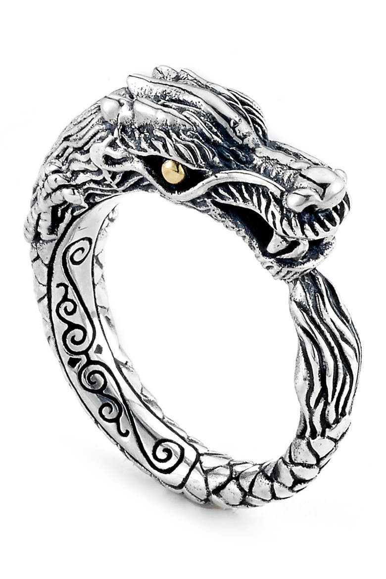 Sterling Silver Dragon Ring, Main, color, SILVER GOLD