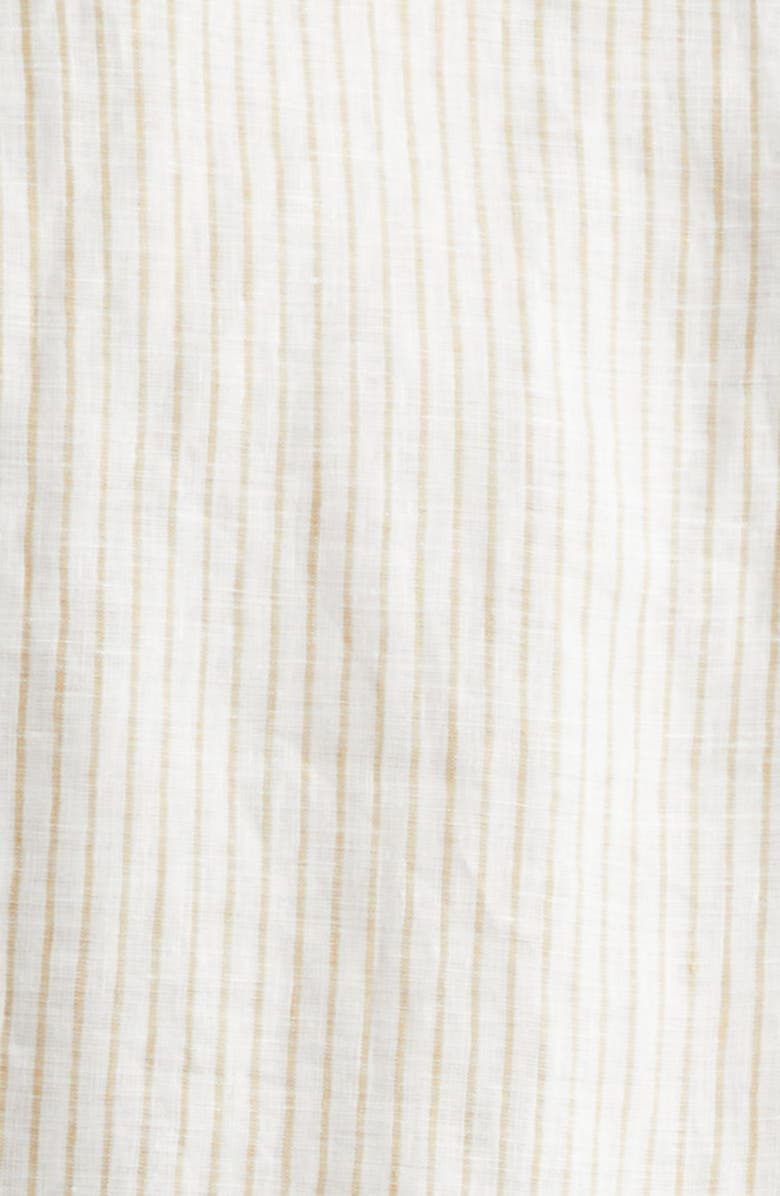 ISAIA Superlino Stripe Linen Button-Up Shirt, Alternate, color, White/ Yellow