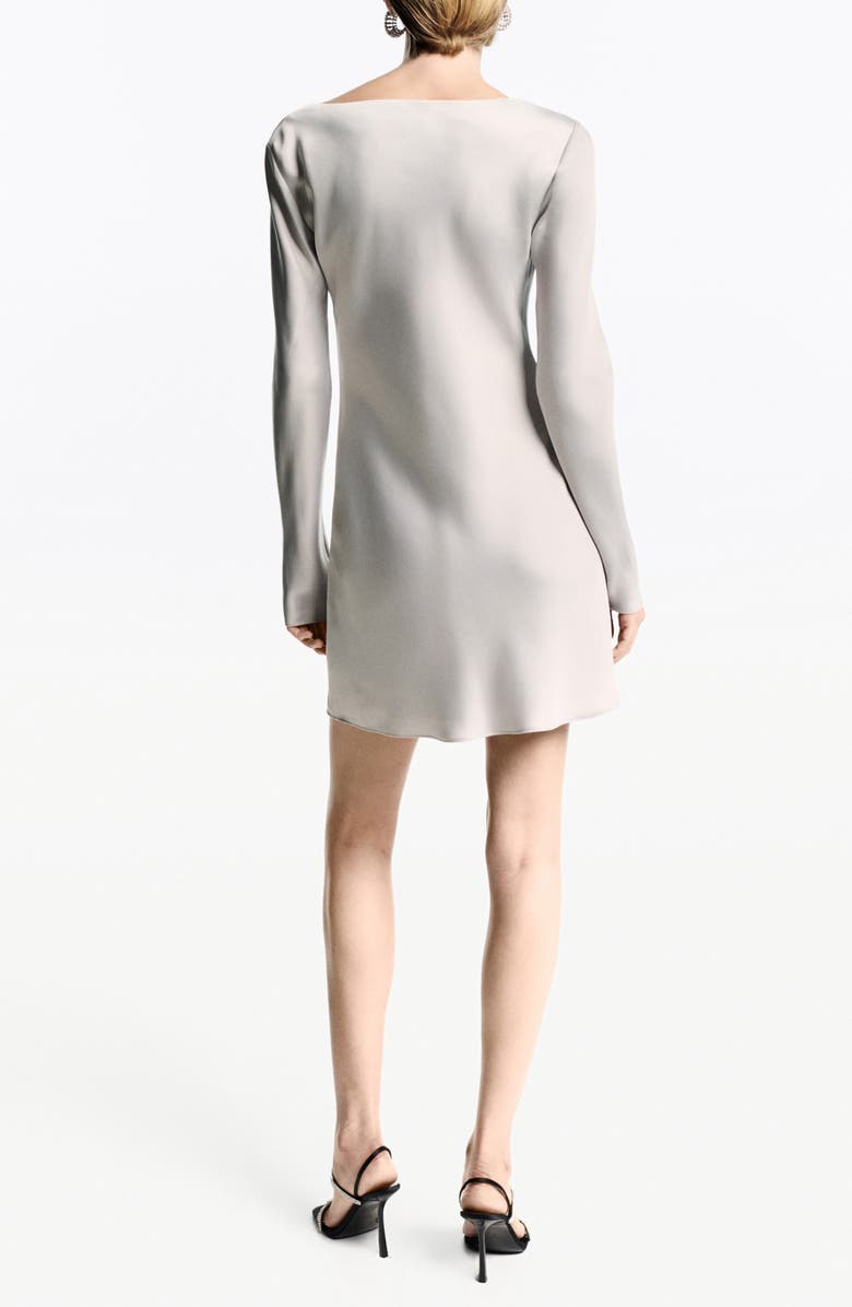 MANGO Draped Neck Long Sleeve Satin Minidress, Alternate, color, 