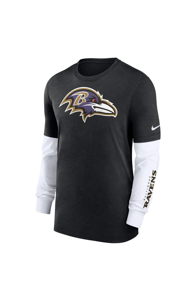 Nike Men's Nike Heather Black Baltimore Ravens Slub Fashion Long Sleeve T-Shirt, Alternate, color, 