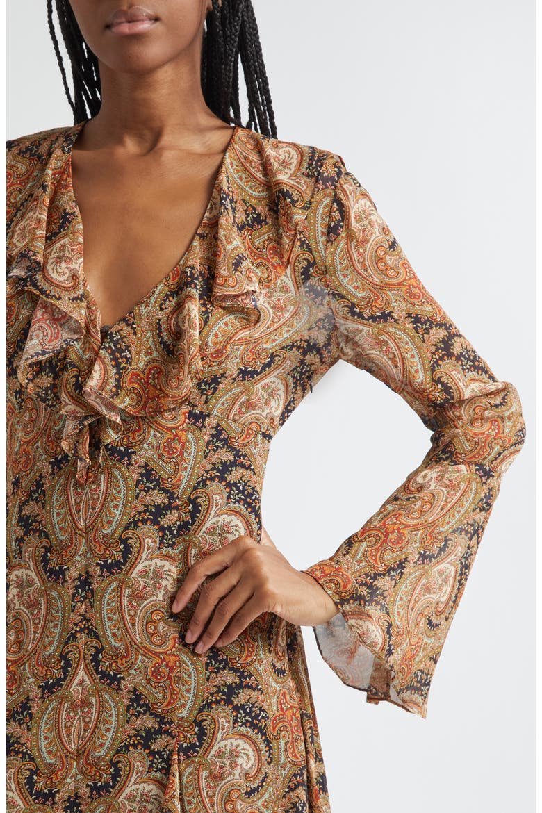 Adrienne Long Sleeve Silk Dress, Alternate, color, NAVY MULTI