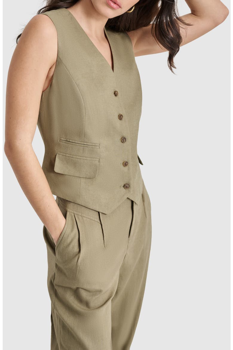 Linen Blend Vest, Alternate, color, LIGHT FATIGUE