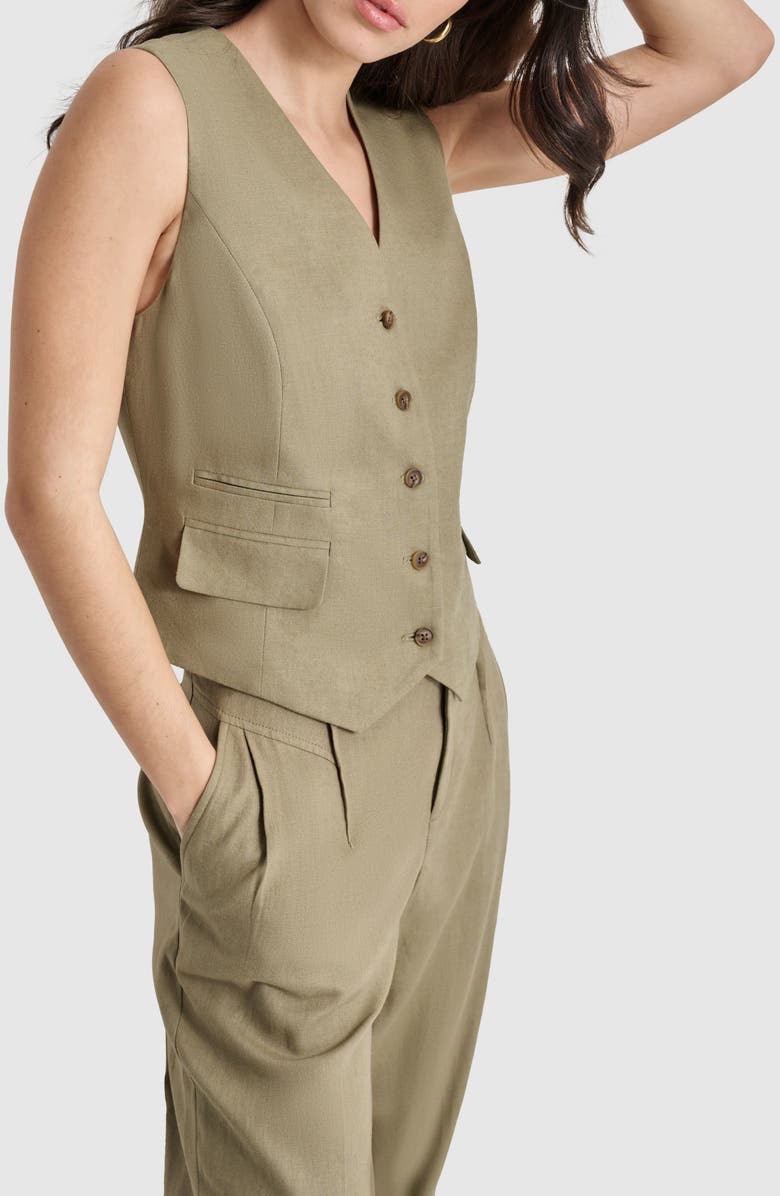 DKNY Linen Blend Vest, Alternate, color, 
