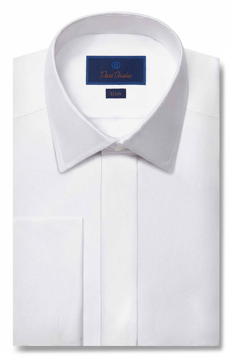 David Donahue Slim Fit Formal Cotton Dress Shirt, Main, color, White