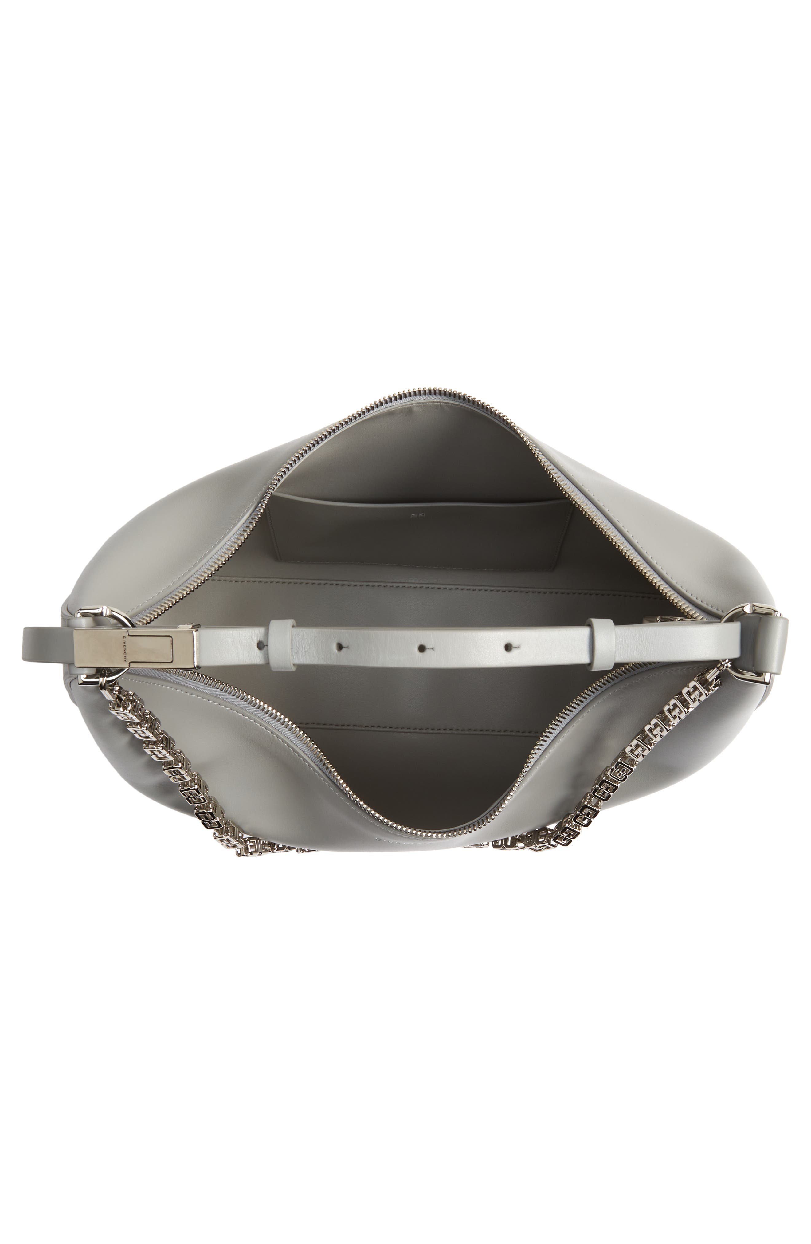 Small Moon Cut Out Leather Hobo Bag, Alternate, color, 057-CLOUD GREY