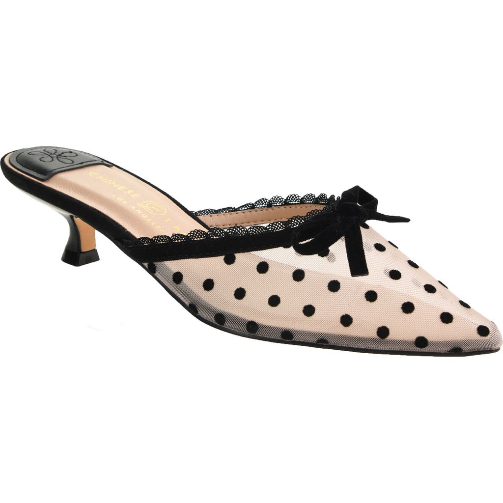 Chinese Laundry Mel Dot Mesh Pointed Toe Pump In Black