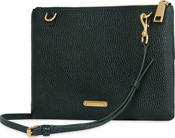 Edie Chevron Embossed Leather Top Zip Crossbody Bag