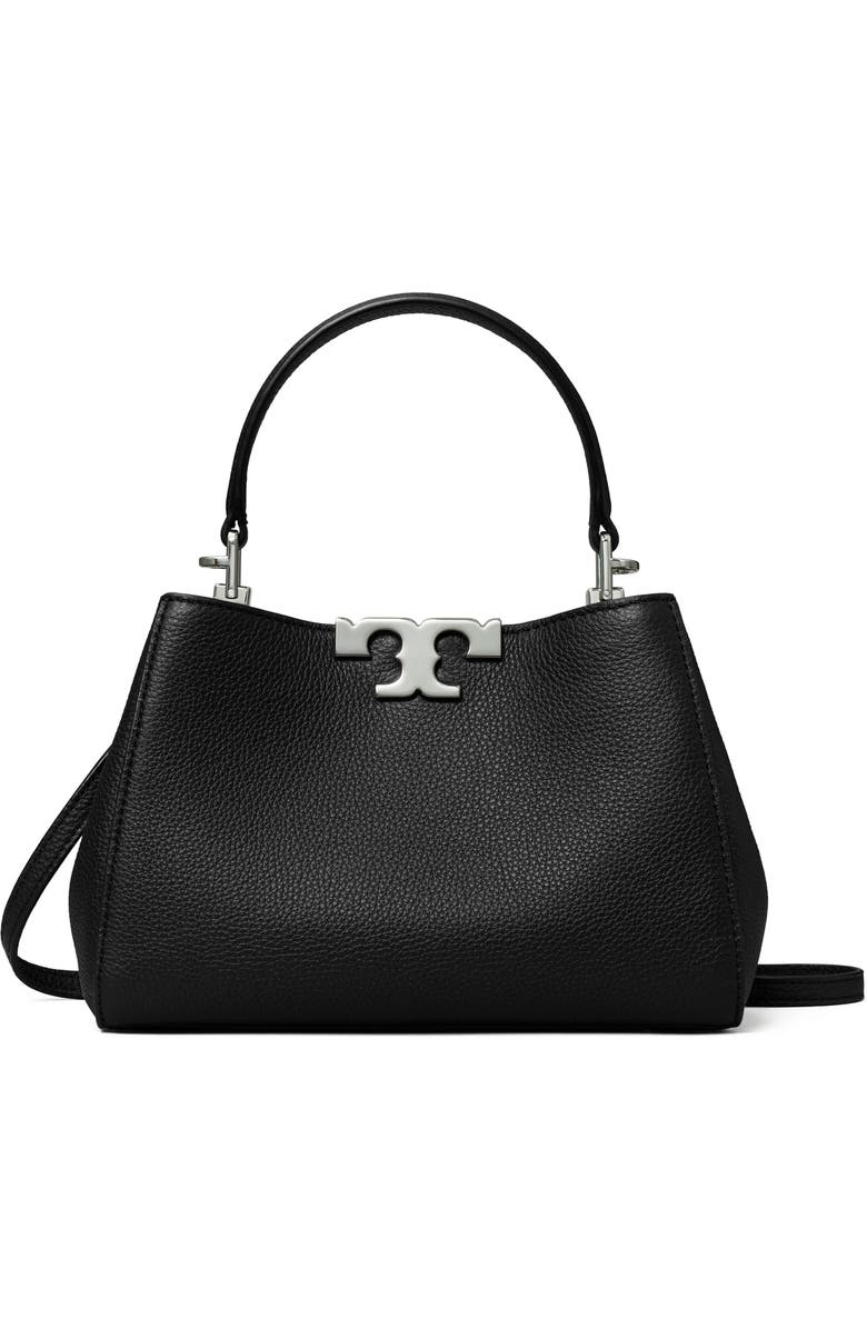 Tory Burch Mini Eleanor Soft Leather Satchel, Main, color, Black