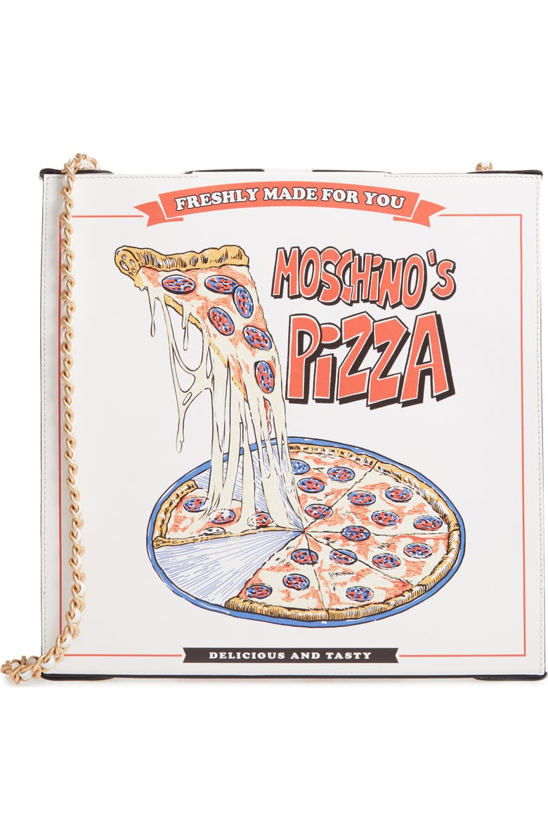 Moschino Pizza Box Leather Crossbody Bag, Main, color,
