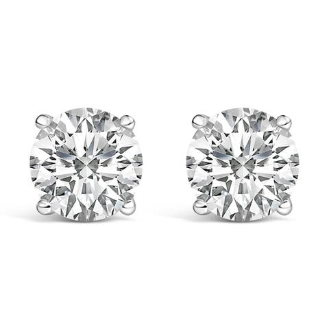 14K White Gold 7.0 Cttw Round Lab Grown Diamond Solitaire Stud Earrings