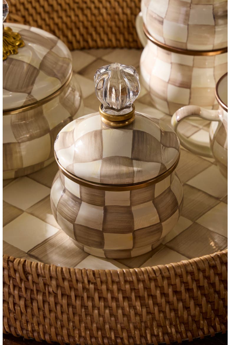 Mocha Check Lidded Sugar Bowl, Alternate, color, MOCHA