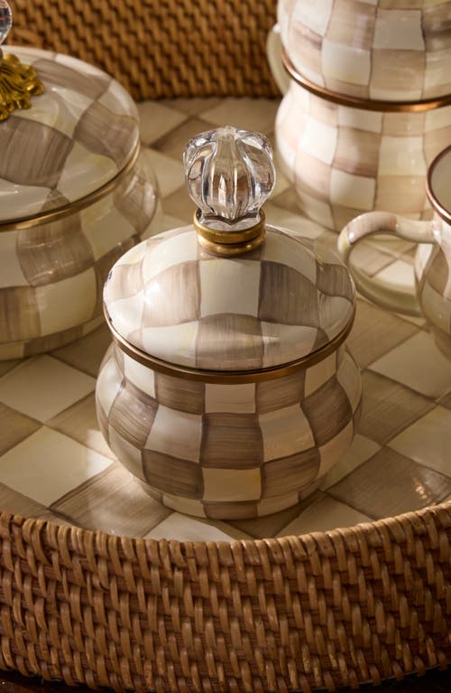 Mackenzie-childs Mackenzie Childs Mocha Check Lidded Sugar Bowl In Brown