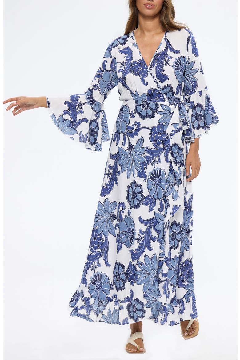 Carly Wrap Maxi Dress, Alternate, color, NAVY IBIZA