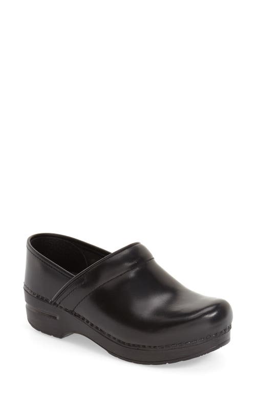Dansko Narrow Pro Cabrio Womens Leather Round Toe Clogs In Black