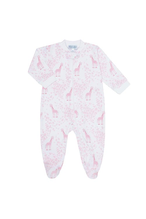 Nellapima Pink Giraffe Print Zipper Footie In Pink