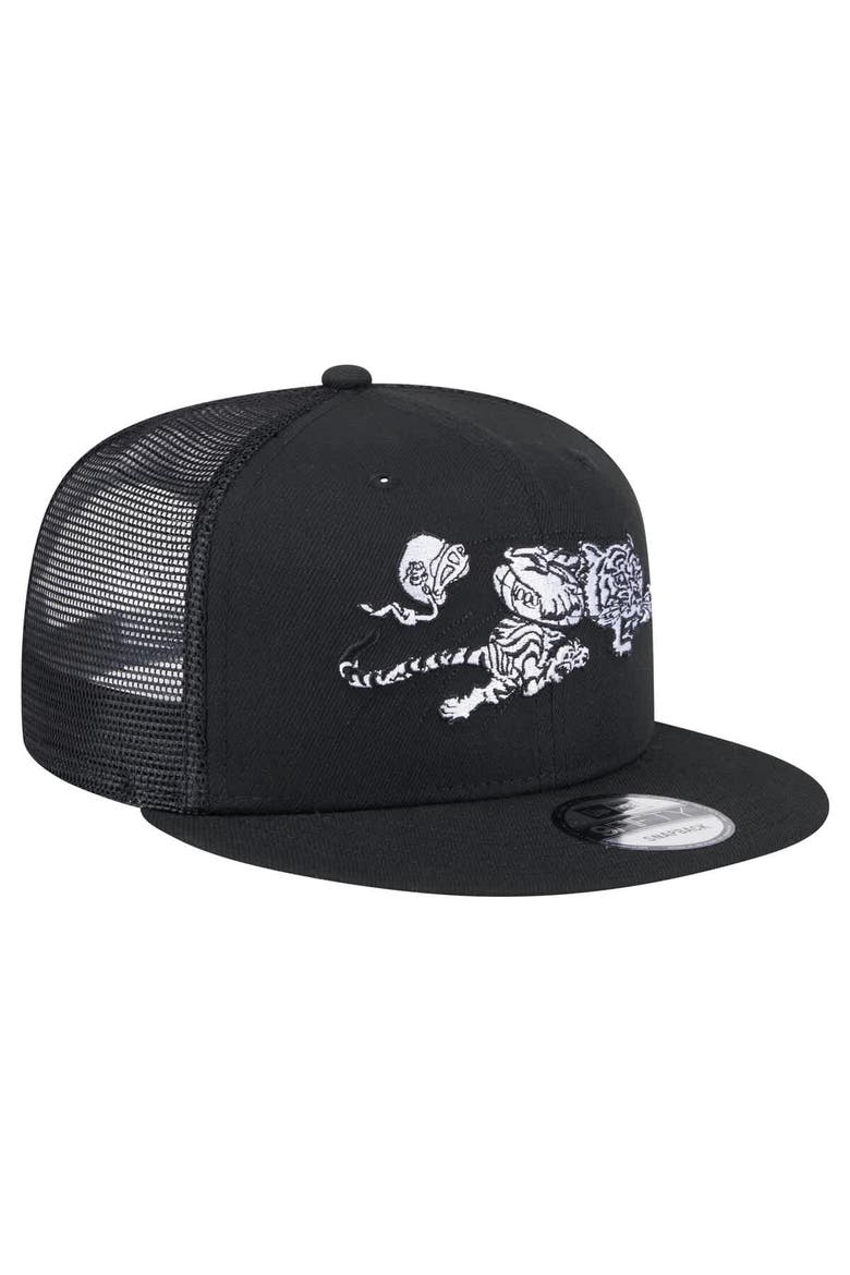 Men's New Era Black Cincinnati Bengals Main Trucker 9FIFTY Snapback Hat, Alternate, color, Black