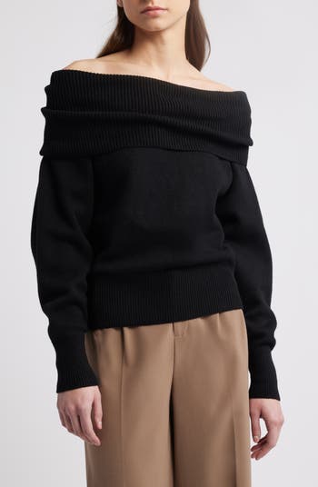 COS Foldover Off the Shoulder Wool Sweater | Nordstrom