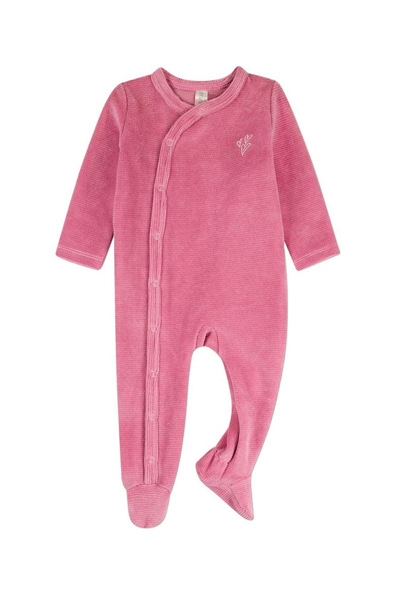 Baby Heart Cluster Velour Footie, Main, color, Berry