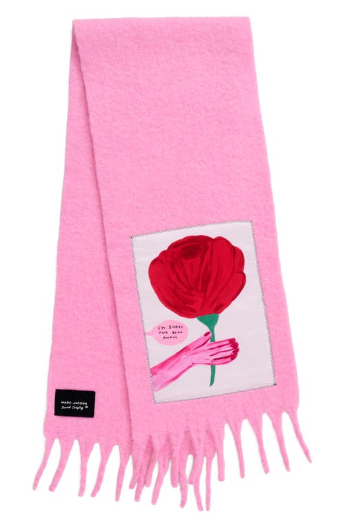 Marc Jacobs Oh Rose Appliqué Scarf In Pink