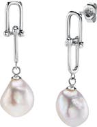 The Pearl Source White Freshwater Baroque Pearl Kira Earrings