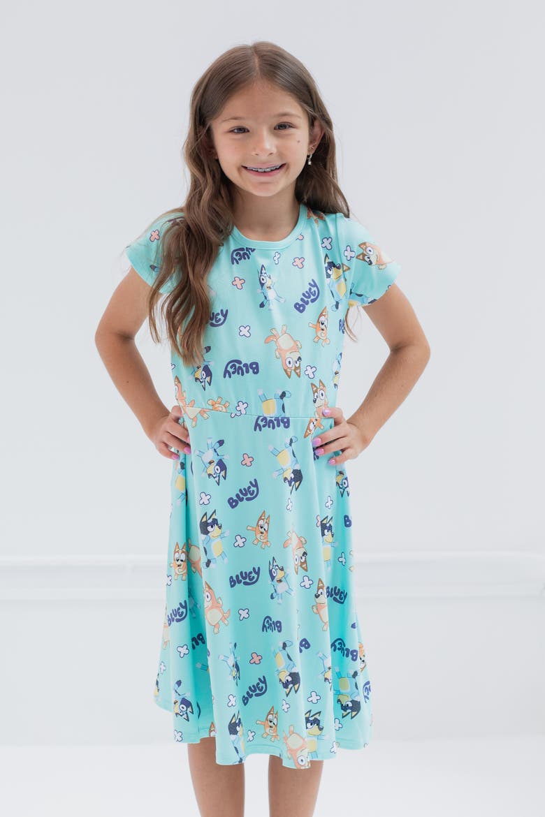 2-Pack Skater Dresses, Alternate, color, Pink Aqua Bluey Bingo
