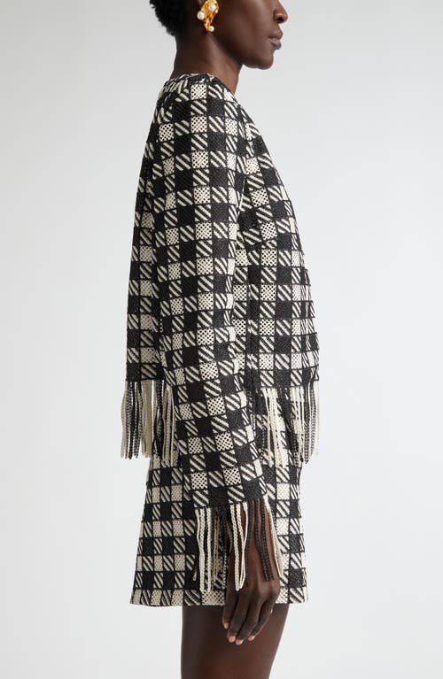 Oscar De La Renta Check Fringe Crop Jacket