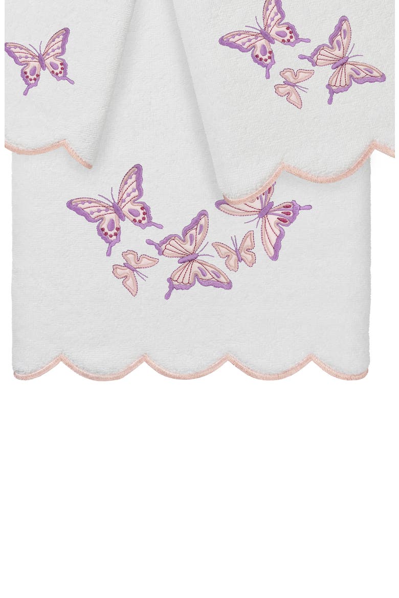 3-Piece Brittney Embroidered Turkish Cotton Towel Set, Alternate, color, WHITE/ PINK