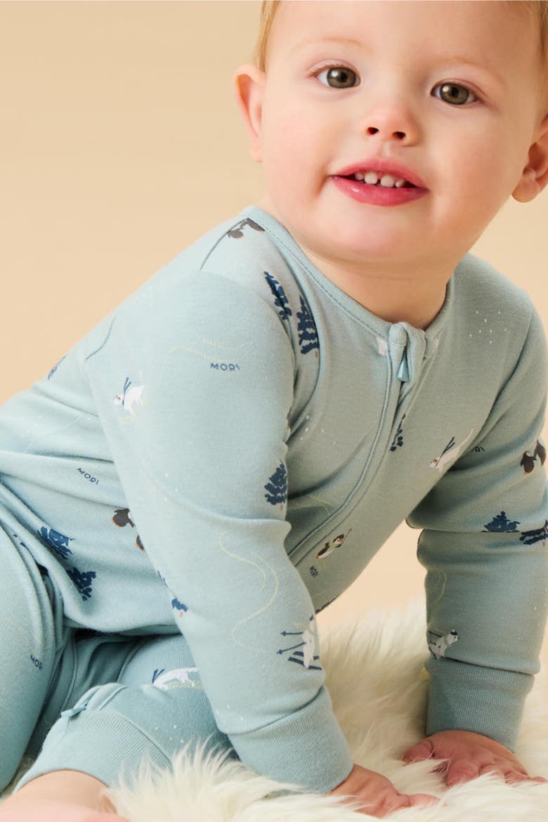 Ski Two Way Zip-Up Sleepsuit, Alternate, color, Forget-me-not