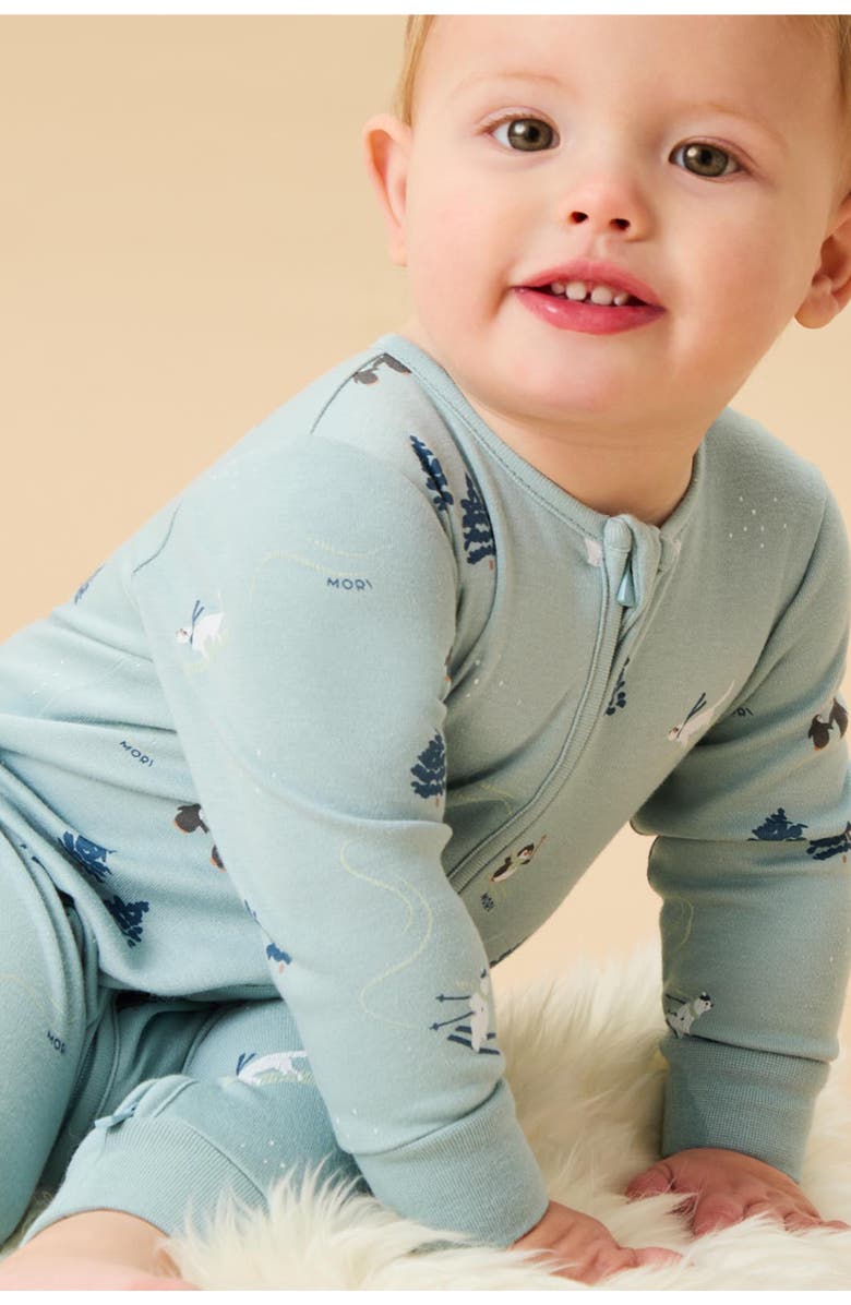 MORI Ski Two Way Zip-Up Sleepsuit, Alternate, color, Forget-Me-Not