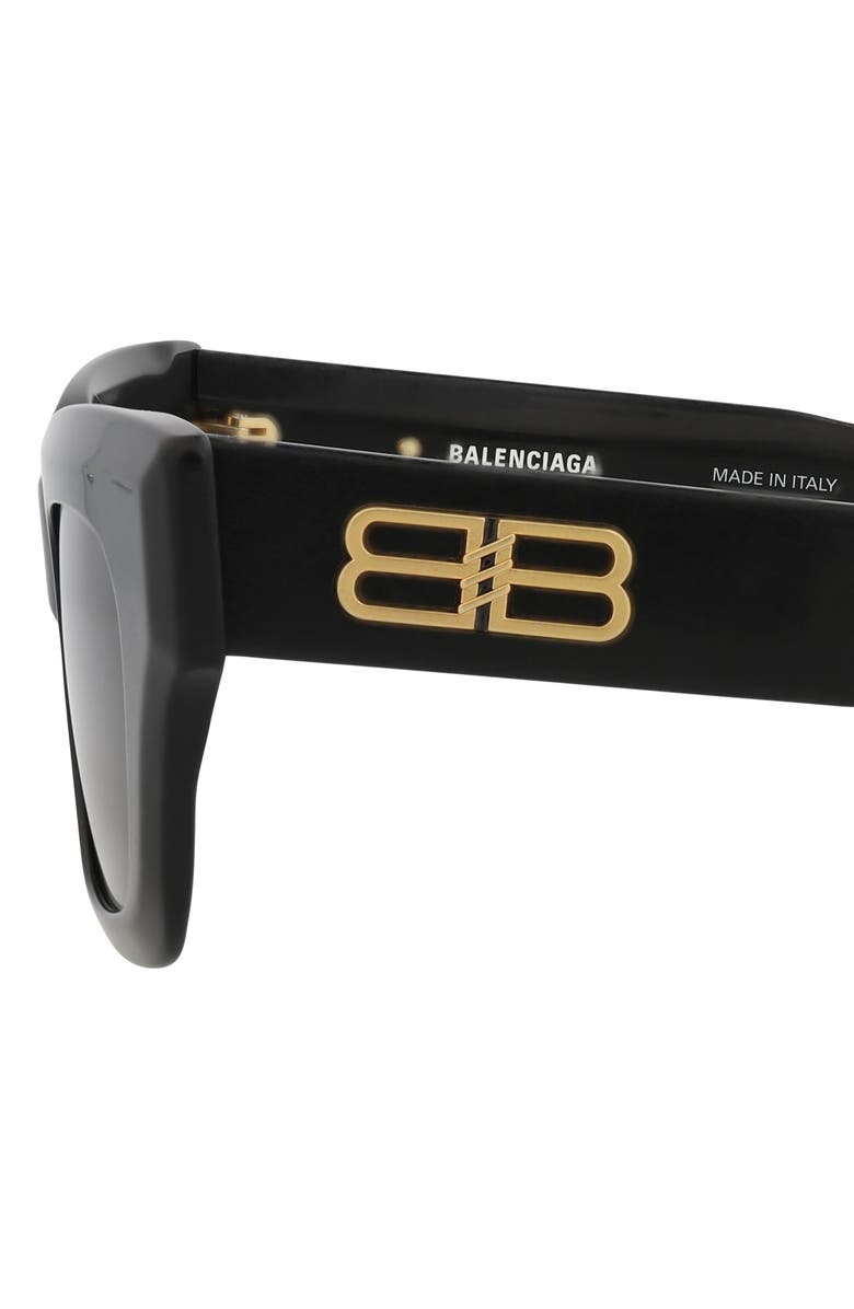 Balenciaga 51mm Square Sunglasses, Alternate, color, Black Black Grey