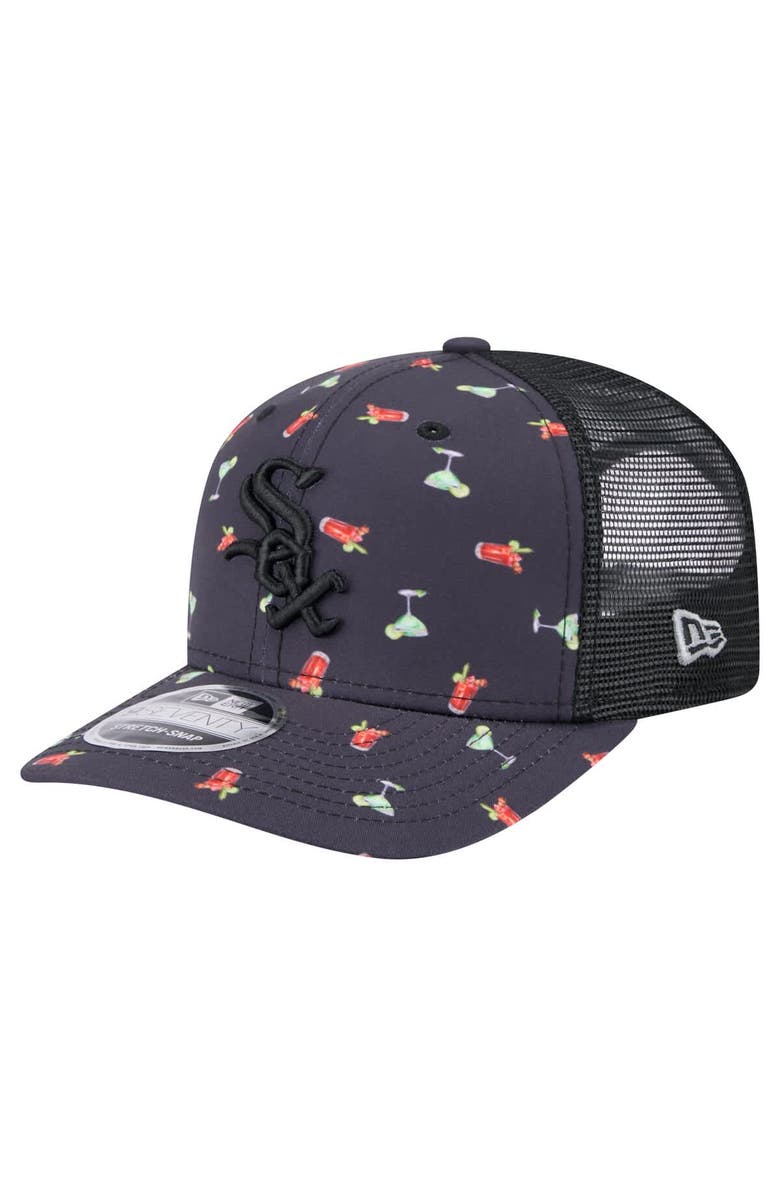 New Era Men
s New Era Navy Chicago White Sox Adventure Drinks Pattern 9SEVENTY Stretch-Snap Hat, Main, color, Navy
