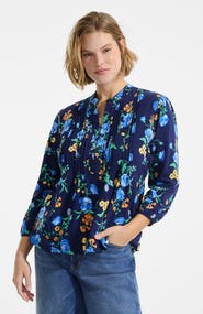 Lands' End Plus Size Lightweight Jersey Button Pintuck Top