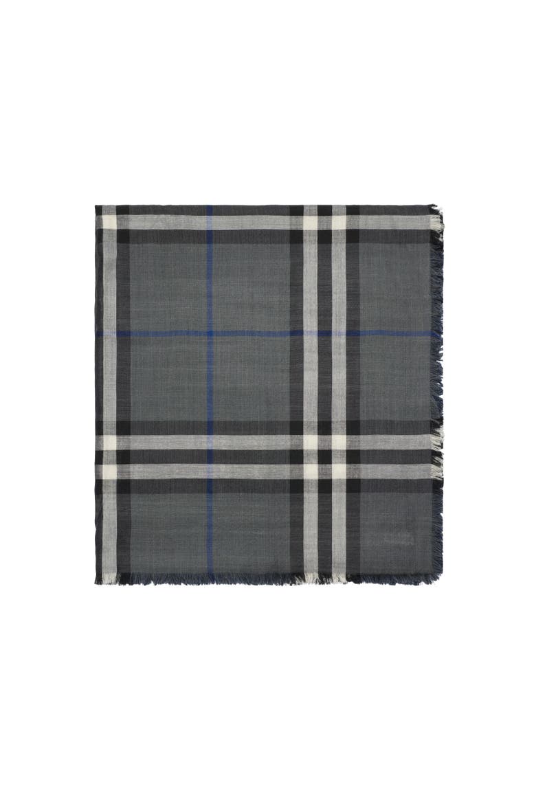 Reversible Check Wool Silk Scarf, Alternate, color, Marlborough grey/mast blue