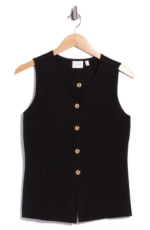 Button Front Sleeveless Vest
