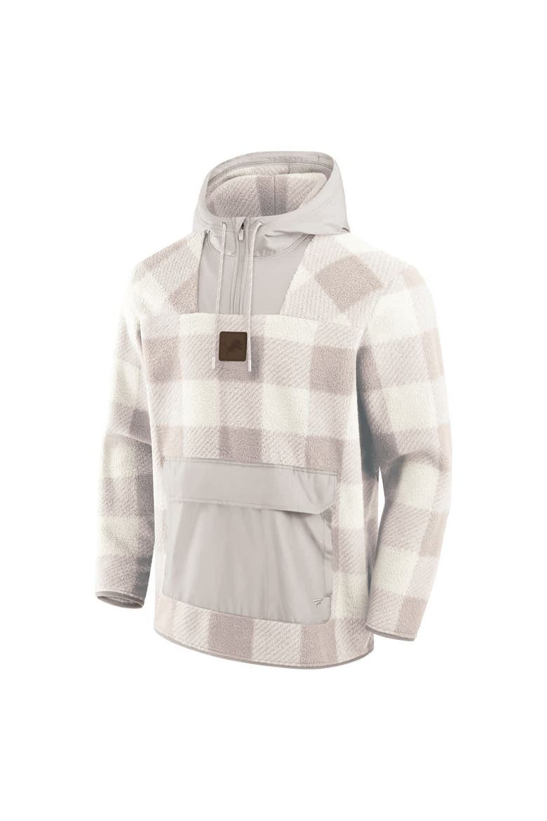 Men's Fanatics Gray Detroit Lions Elements Plaid Polar Fleece Quarter-Zip Hoodie, Alternate, color, Gray
