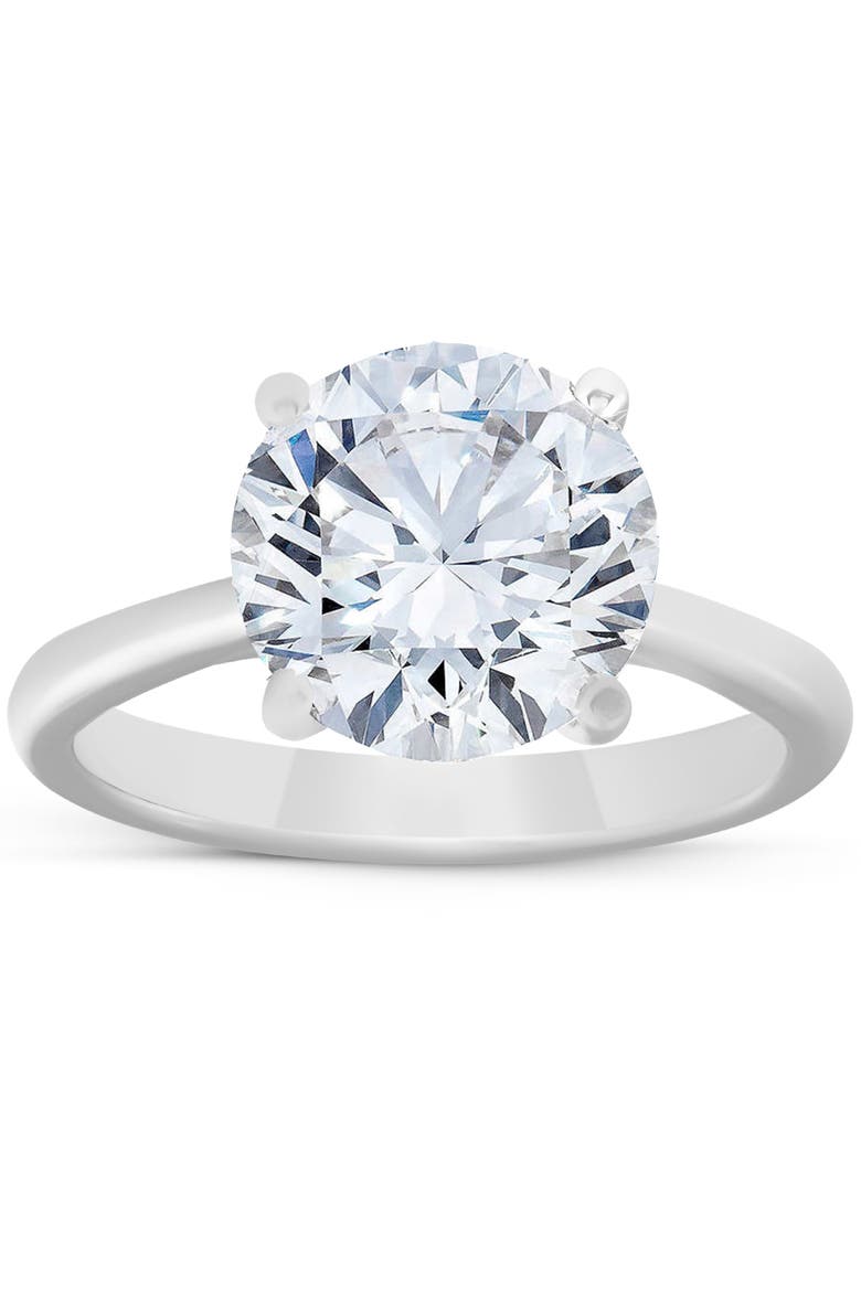 4ct Solitaire Moissanite Engagement Ring 14k Gold 10MM, Main, color, 14k White Gold