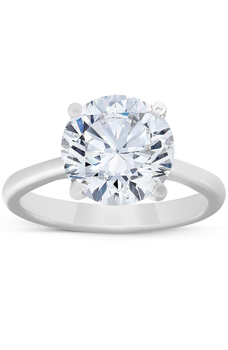 Bliss Diamond 4ct Solitaire Moissanite Engagement Ring 14k Gold 10MM, Main, color, 14K White Gold